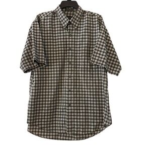 Van Heusen Men’s Tan & Black Checks Collared Large Short Sleeve BurtonDown Shirt
